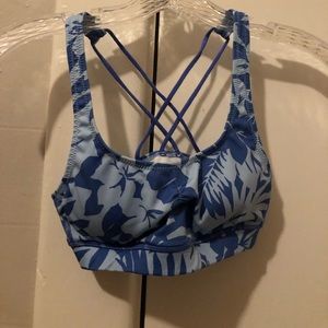 Blue patterned sports bra